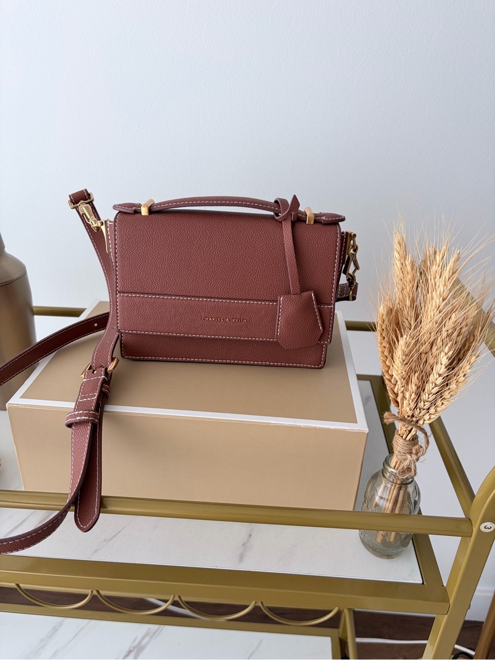 Charles & Keith Brick Brown  Crossbody Bag